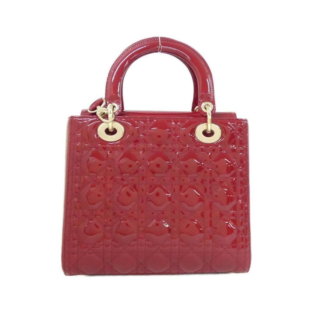 Dior patent Christian Bag quilted Lady  calfskin cherry red cannage Red